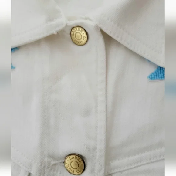 Lauren Jeans Co. Ralph Lauren Denim Jacket Womens Southwest Aztec Beaded - Picture 11 of 13